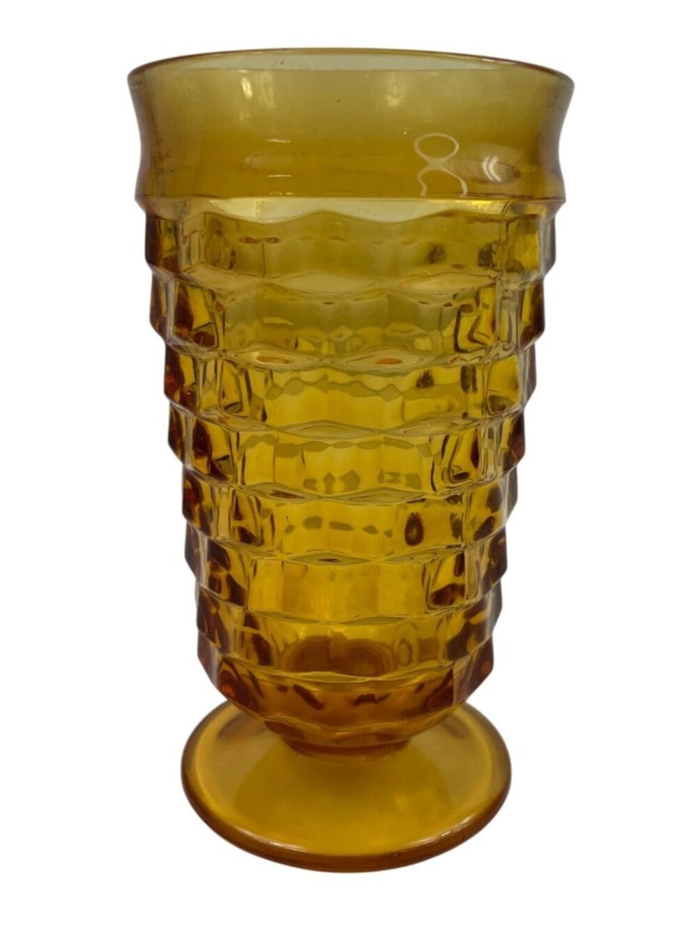 Indiana Glass Whitehall Colony Cubist Footed Amber Tumblers 6"